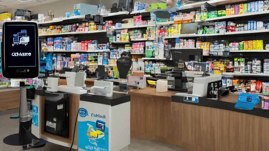 Image similar to cashpunk uninsurable convenience store robo - cashier