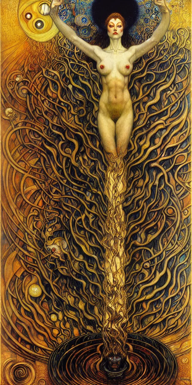 Image similar to Divine Chaos Engine by Karol Bak, Jean Delville, William Blake, Gustav Klimt, and Vincent Van Gogh, symbolist, visionary