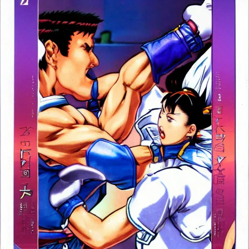 Prompt: chun li fighting ryu in street fighter 2 turbo