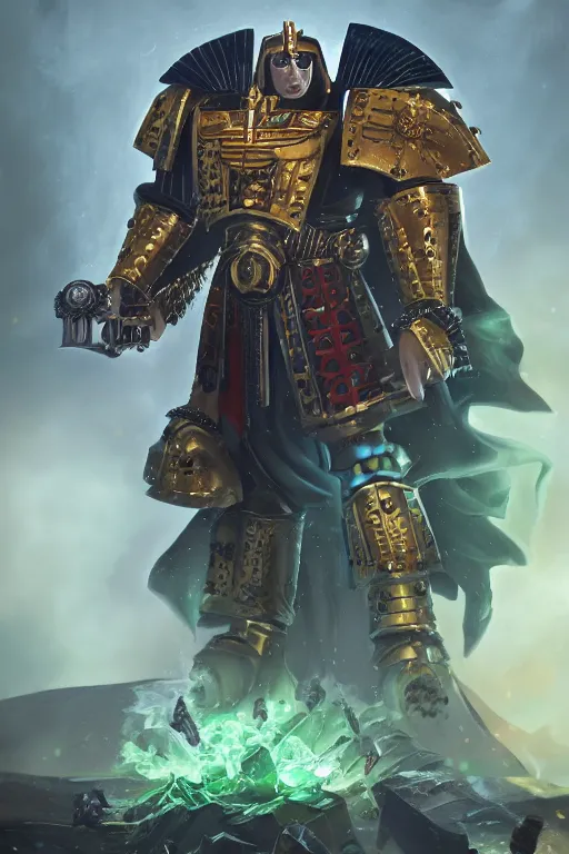 Image similar to queen portrait heros warhammer 4 0 k horus heresy fanart - the primarchs emperor by johannes helgeson animated with vfx concept artist & illustrator global illumination ray tracing hdr fanart arstation zbrush central hardmesh 8 k octane renderer comics stylized