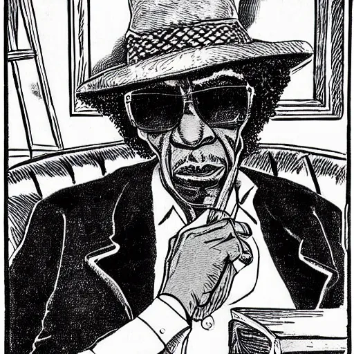 Image similar to “portrait of professor longhair, by Robert crumb”