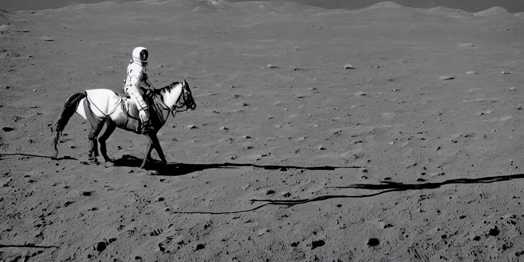 Prompt: photo astronaut riding a horse on the moon