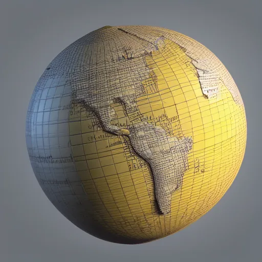 Prompt: the globe with famous tourist attractions on it in 3 d, 3 d render, smooth