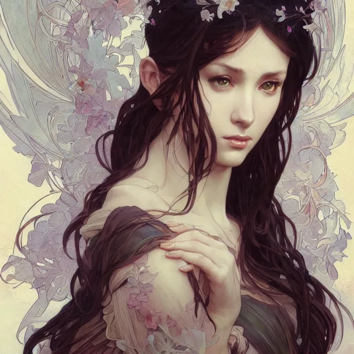 Prompt: a portrait of a beautiful! angel by ross tran!!! and alphonse mucha and greg rutkowski! and gustav dore! and artgerm!, in style of digital art illustration. symmetry. highly detailed face. fantasy, smooth, hyper detailed, sharp focus, soft light. trending on artstation. 4 k