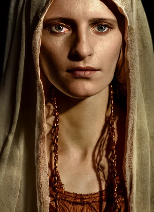 Image similar to closeup portrait of mary magdalene, depth of field, zeiss lens, detailed, symmetrical, centered, fashion photoshoot, by Annie Leibovitz and Steve McCurry, David Lazar, Jimmy Nelsson, Breathtaking, 8k resolution, extremely detailed, beautiful, establishing shot, artistic, hyperrealistic, beautiful face, octane render
