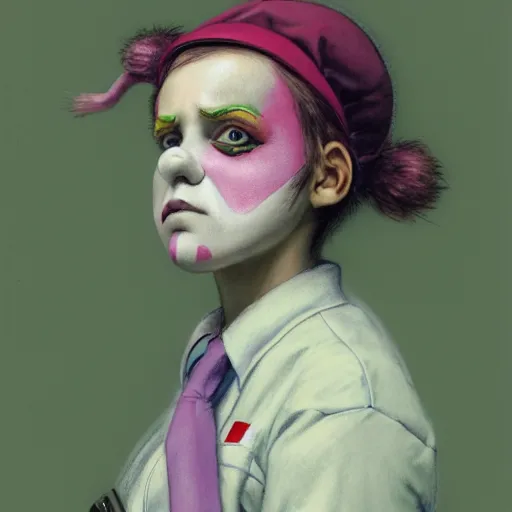 Image similar to clowncore pastel punk young hospital nurse wearing stylish uniform. detailed, portrait, 8 k, artwork by jean - baptiste monge