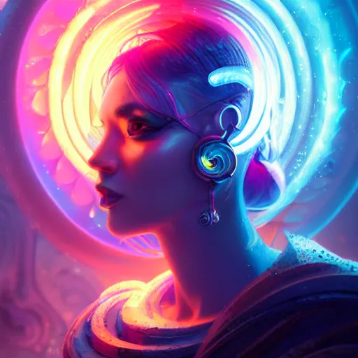 Image similar to beautiful colorful snail, magic of fire and magic of ice. intricate portrait, occult cyberpunk, ancient futuristic, dark art, occult. by Petros Afshar, by artgerm, by Eddie Mendoza, by Peter mohrbacher, octane render, 3d, unreal engine, depth of field, bokeh, motion blur, blur