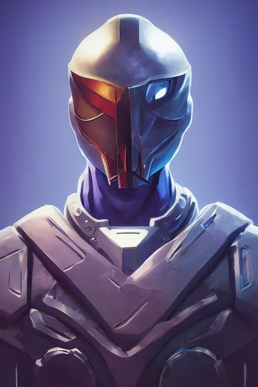 Image similar to epic mask helmet robot ninja portrait stylized as fornite style game design fanart by concept artist gervasio canda, behance hd by jesper ejsing, by rhads, makoto shinkai and lois van baarle, ilya kuvshinov, rossdraws global illumination radiating a glowing aura global illumination ray tracing hdr render in unreal engine 5