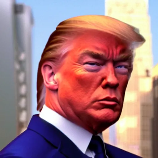 Prompt: Jean CLAUDE Van Damme starring as Donald Trump, full screen shot, cinematic still