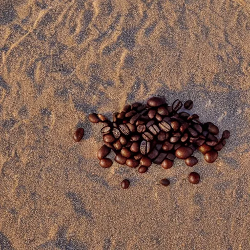 Prompt: someone spilled coffee on the sand