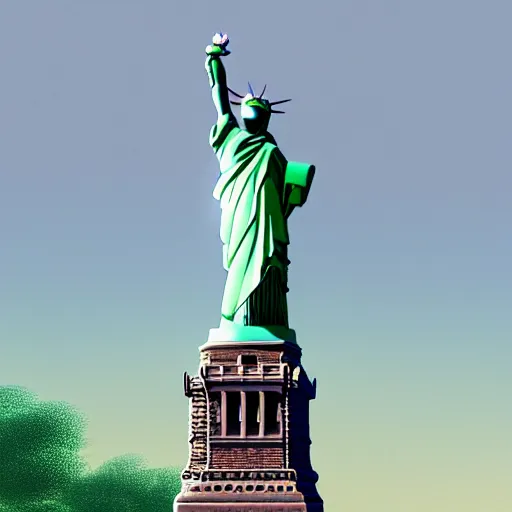 Image similar to Detailed 3d render of the Statue of Liberty