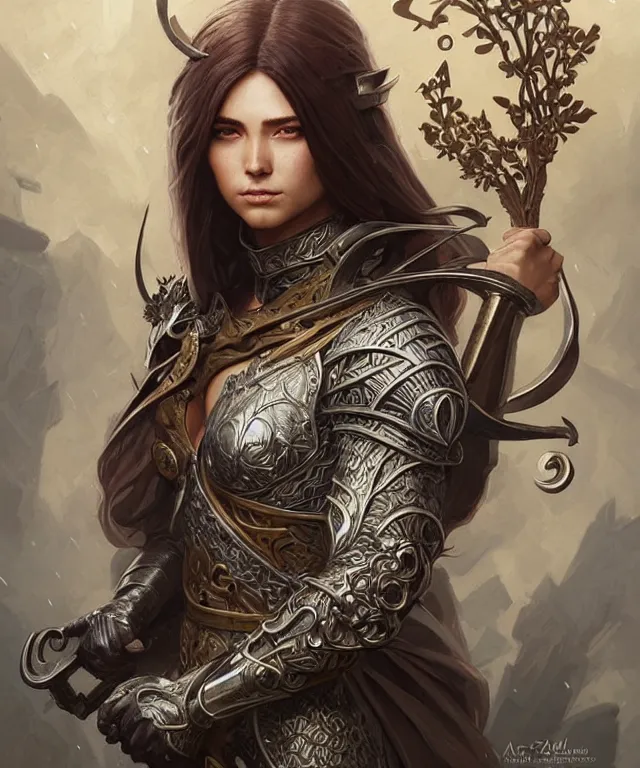 Image similar to Muscular and powerful medieval knight portrait, art nouveau, fantasy, intricate flower designs, elegant, highly detailed, sharp focus, art by Artgerm and Greg Rutkowski