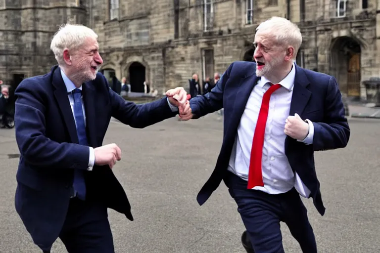 Image similar to jeremy corbyn punches boris johnson