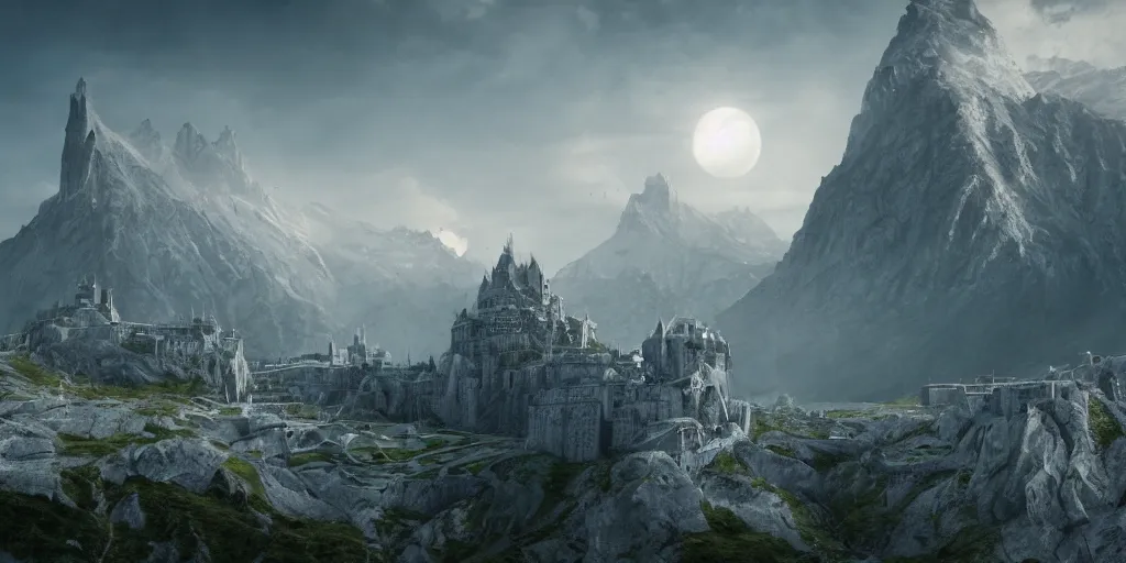 Minas Tirith beautiful landscape - view more Lord of the Rings art