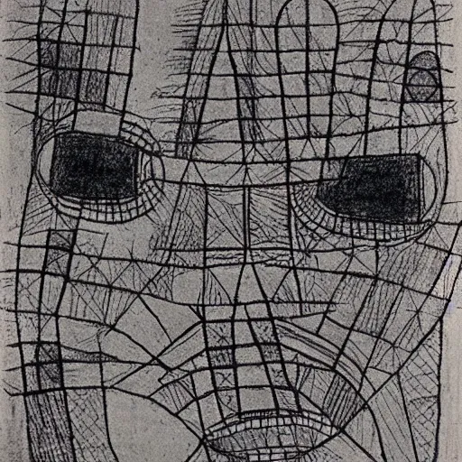 Image similar to The new gods. Line drawing. Paul Klee.