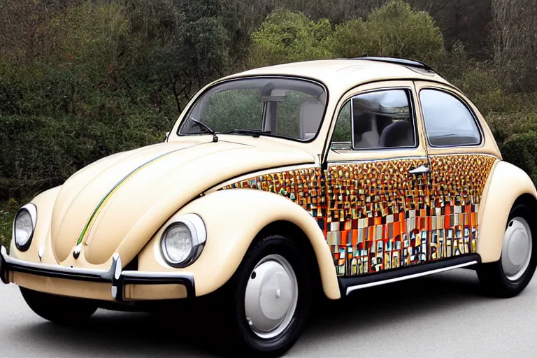 Image similar to gustav klimt vw beetle