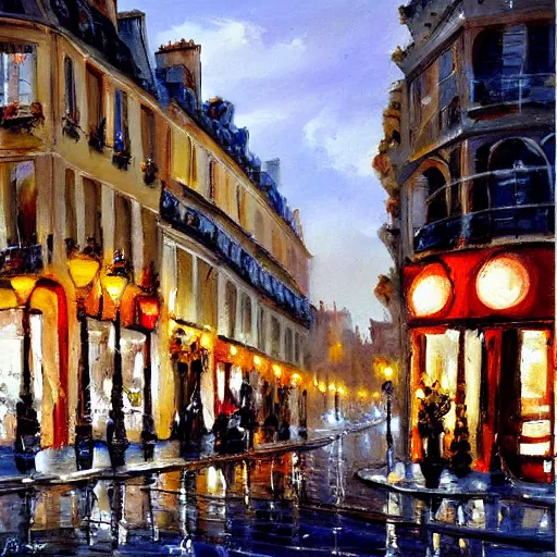 Image similar to a beautiful painting of a street in paris by antoine blanchard,