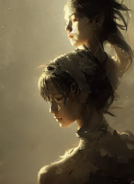 Image similar to female geshia girl, beautiful face, rule of thirds, intricate outfit, spotlight, digital painting, by greg rutkowski, by jeremy mann,