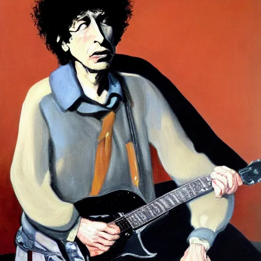 Image similar to portrait of bob dylan, painting by paula rego, high detail, high resolution