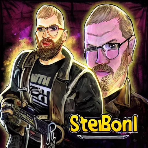 Prompt: steven bonnell gta loading screen art