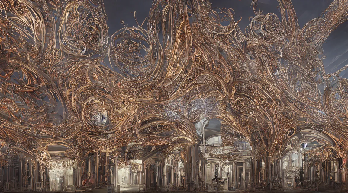 Prompt: the redolent laboratory 8k, optane render, incredible post-processing lighting, godrays, center frame, intricate details, ultra-detailed, hyperrealistic, ornate, luxurious, colossal, filigree, multi-leveled, pristine, epoxy style, multicolored, exotic, zaha hadid architecture, incredible lighting, ray traced reflections, lots of windows, trending on artstation. epic composition, wide angle, intense, cinematic, awe-inspiring, by Miyazaki, Nausicaa Ghibli, Breath of The Wild