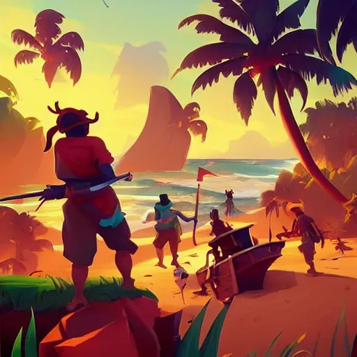 Image similar to painting treasure on sea of thieves game smooth median photoshop filter cutout vector, behance hd by jesper ejsing, by rhads, makoto shinkai and lois van baarle, ilya kuvshinov, rossdraws global illumination