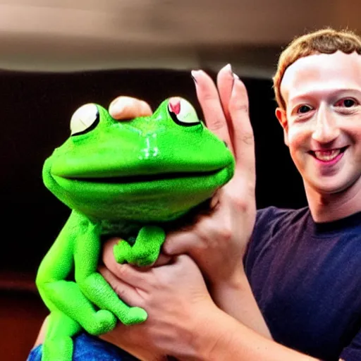 Image similar to mark zuckerberg holding a frog