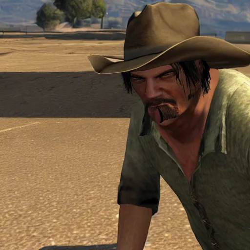 Image similar to john marston smoking!!!!!! a cigarette in san andreas