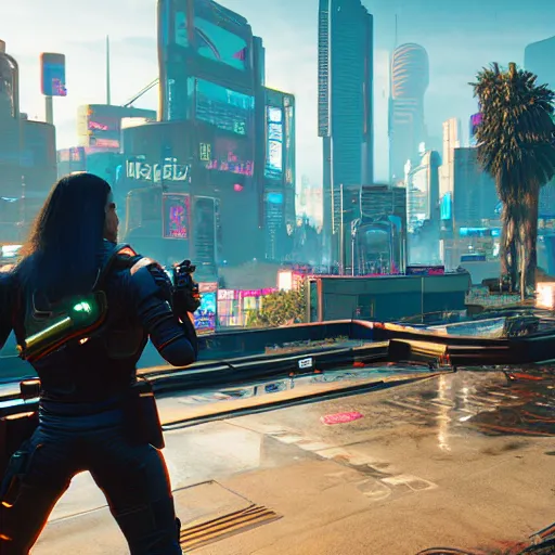 Image similar to Cyberpunk 2077 if it had two more years of development time, in-game screenshot