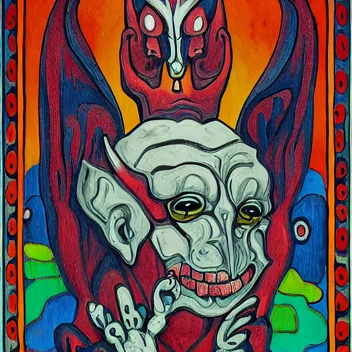 Image similar to devil folk art by r. a. miller