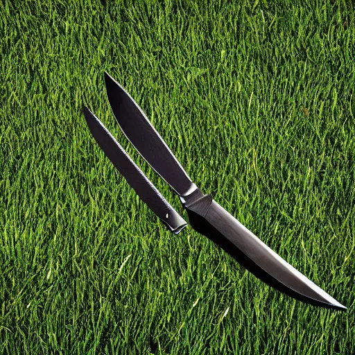 Prompt: field of sharp knifes, real blades of grass