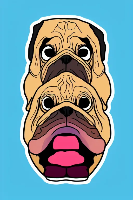 Image similar to portrait of a pug skeletor, sticker, colorful, illustration, highly detailed, simple, smooth and clean vector curves, no jagged lines, vector art, smooth