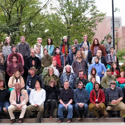 Prompt: a conference of psychedelic scientists / professors / researchers at the ohio state university