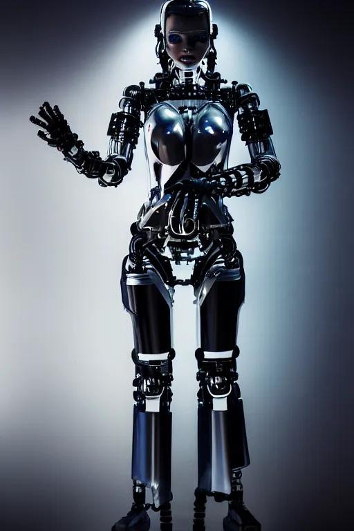 Image similar to cybernetic ultra high tech female catgirl knight, sci - fi, high technologies, cyberpunk, futurism, nextgen, exoskeleton, strong artificial intelligence, symmetry, cinematic, elegant, luxury, professional studio light, perfect composition, dlsr photography, sharp focus, 8 k, ultra hd, sense of awe, highly detailed, realistic, intricate, science journal cover