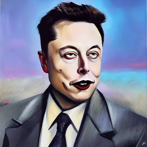 Image similar to Surrealist Portrait painting of Elon Musk, futuristic