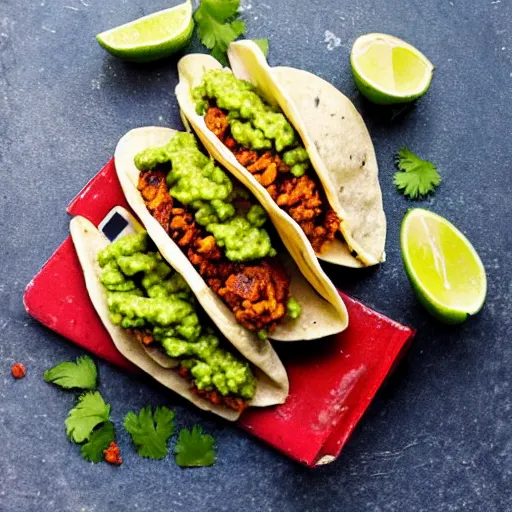 Prompt: award winning photo of a lightly spiced taco with guacamole.