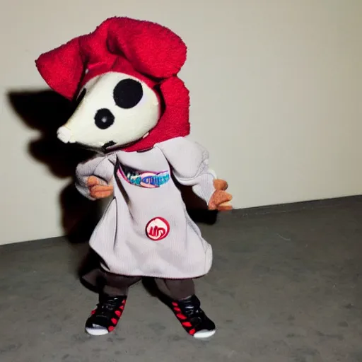 Image similar to a small mouse dressed as a rapper that goes by mc mouse