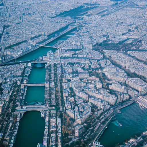 Image similar to aerial view of the city of Paris underwater, trending on 500px, canon 5D mk2