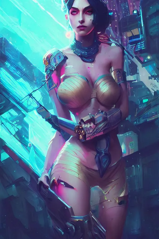 Prompt: diana from league of legends, cyberpunk futuristic neon. decorated with traditional japanese ornaments by ismail inceoglu dragan bibin hans thoma greg rutkowski alexandros pyromallis nekro rene maritte illustrated, perfect face, fine details, realistic shaded, fine - face, pretty face, masterpiece