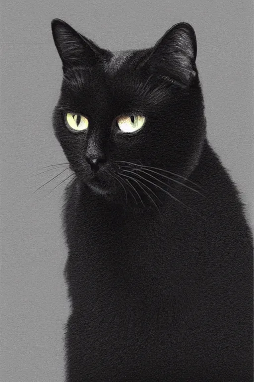 Image similar to a black cat wearing a overcoat portait photo profile picture hyperrealist concept art digital art