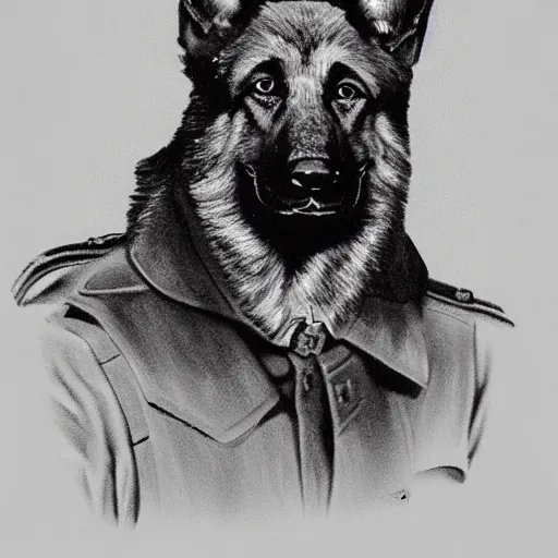 Image similar to portrait of a German shepard ww2 pilot, detailed, realistic