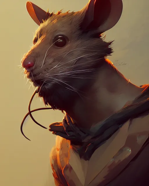 Image similar to rat, male portrait, handsome, rugged, complex 3 d render by peter mohrbacher, ilya kuvshinov, victo ngai, ryohei hase, dramatic lighting, intricate, highly detailed, sharp focus, luminous, unreal engine, blender, artstation, masterpiece, ray tracing