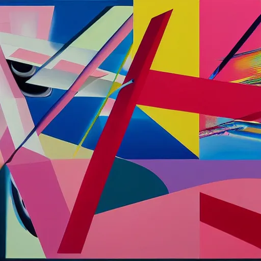 Image similar to an airbrush painting by James Rosenquist behance geometric abstract art vorticism 4k detail futurism