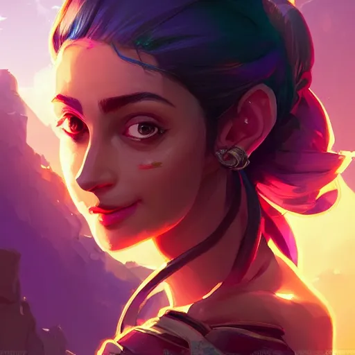 Prompt: portrait of a beutiful girl, maya ali mage, gloomhaven, dynamic lighting, gaudy colors, octane render aesthetic, matte painting concept art, official fanart behance hd artstation by jesper ejsing, by rhads and makoto shinkai and lois van baarle and ilya kuvshinov and rossdraws