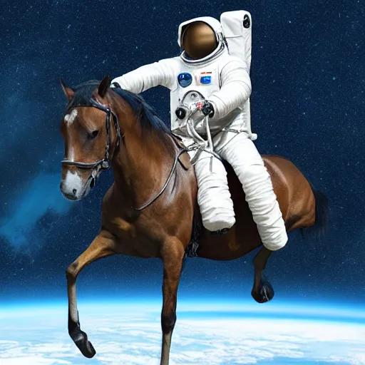 Image similar to photo of an astronaut riding a horse in space, realistic