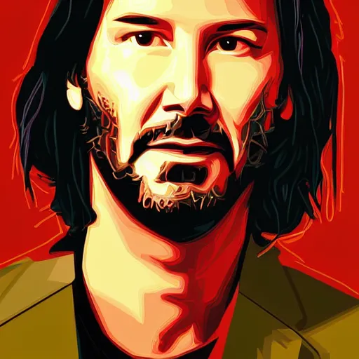 Image similar to Portrait of Keanu Reeves by dan mumford