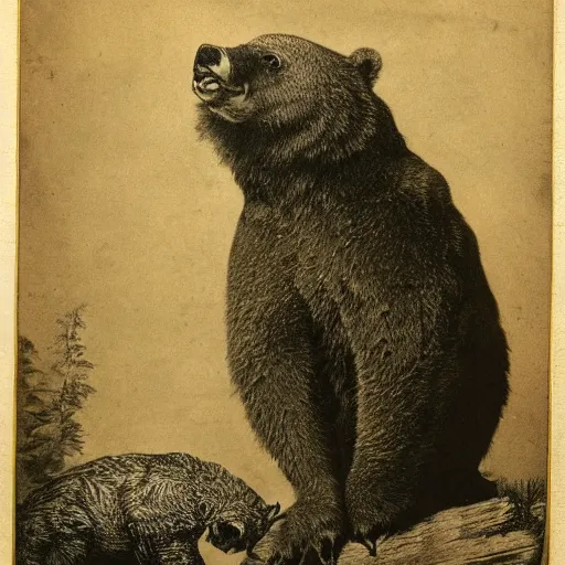 Prompt: photograph of a hybrid animal with the body of a bear and the head of an owl