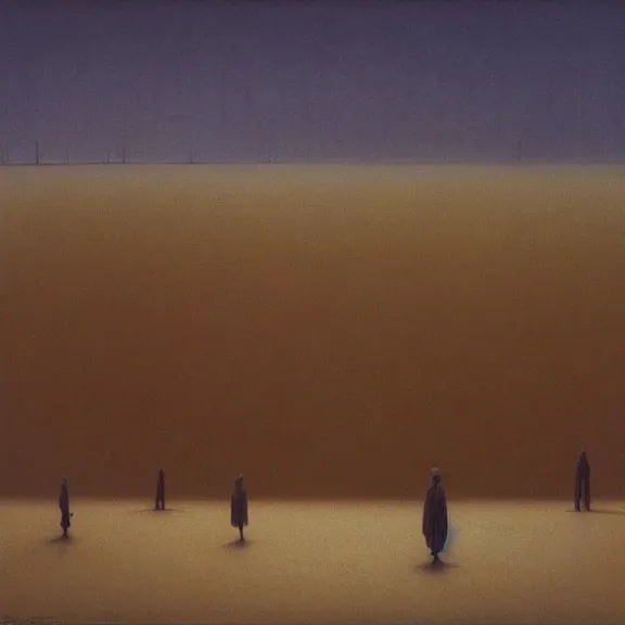 Image similar to mystical dark circus walking along a desert horizon, Zdzislaw Beksinski, Ivan Seal, The Caretaker, Leyland Kirby