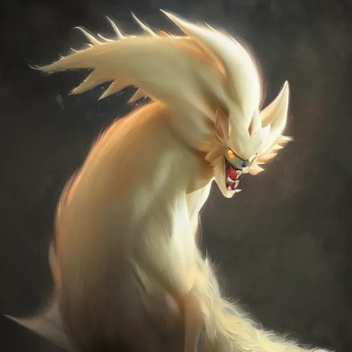 Image similar to pokemon ninetails, artstation greg rutkowski, cinematic, hyperrealist, digital art