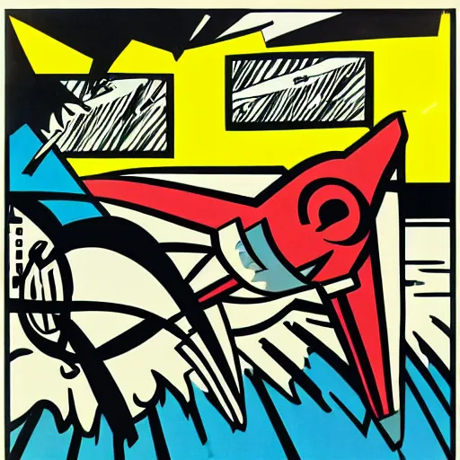 Image similar to world war 2 comic panel by roy lichtenstein, pop art,